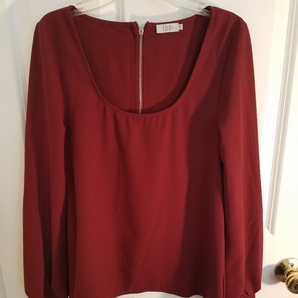 Silky Red Tobi Blouse
